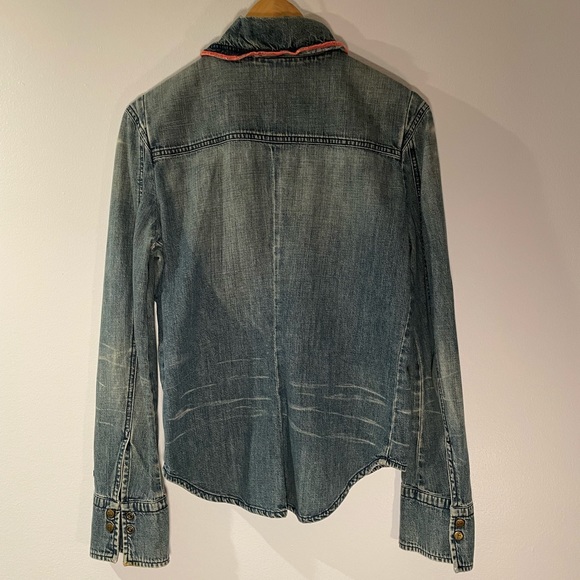 Diesel Denim Zip front Shirt with Pink Stitch Details - Picture 3 of 4